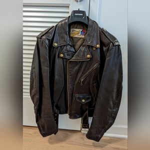 Vintage Schott Perfecto Leather Jacket 42 Brown